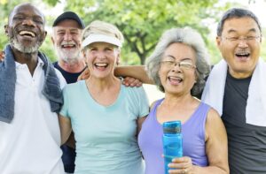 group of seniors after an outdoor workout